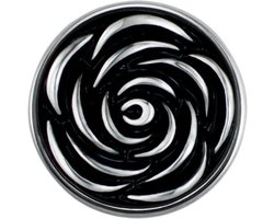 Quiges - Dames Click Button Drukknoop 18mm Bloem Roos Zwart - EBCM002