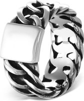 Amanto Ring Akin - Heren - 316L Staal - Gevlochten - Biker - 12 mm - Maat 63 - 20