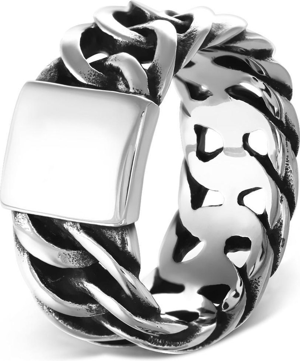 Amanto Ring Akin - 316L Staal - Gevlochten - Biker - 12mm - Maat 63-20mm
