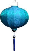 Turquoise zijden Chinese lampion lamp rond - G-TU-45-S