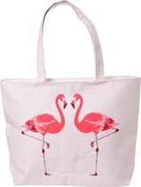 Flamingo ruime katoenen tas met rits en voering