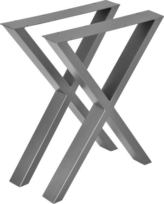 Stalen X tafelpoten set van 2 meubelpoot 59x72 cm metaal grijs