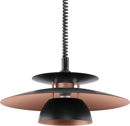 EGLO Brenda - Lampe à suspension - Pull pendant - 1 lumière - Ø430 mm. -  Noir - Cuivre | bol.com