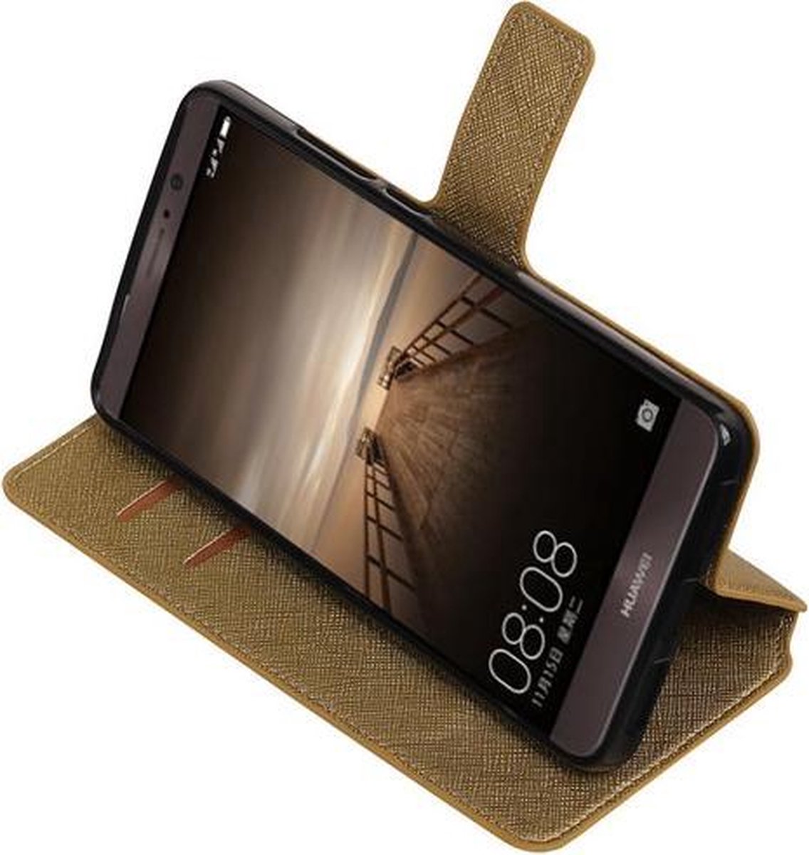 Goud Huawei Mate 9 TPU wallet case booktype hoesje HM Book