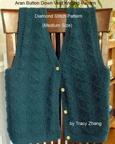 Aran Vests and Sweaters - Aran Button Down Vest Knitting Pattern Diamond Stitch Pattern