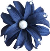 Jessidress Madeliefje clip met grote parel en strass - Donker Blauw