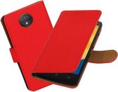 BestCases.nl Motorola Moto C Effen booktype hoesje Rood