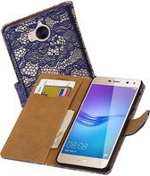 Lace Bookstyle Wallet Case Hoesjes voor Huawei Y5 / Y6 2017 Blauw