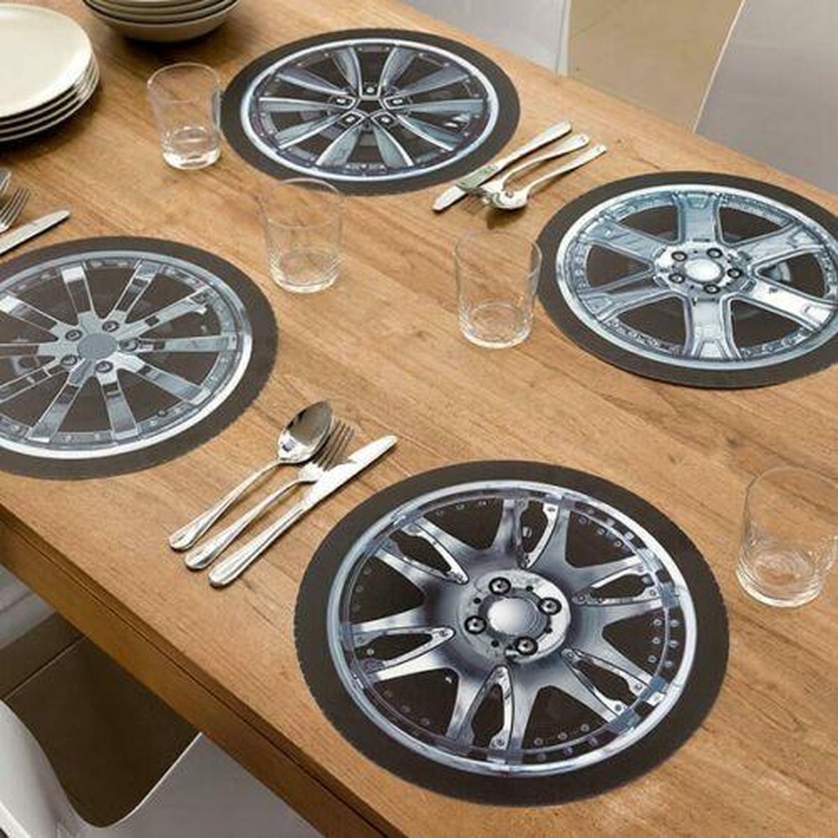Placemat set 4 auto -velegen - siervelgen - wielen