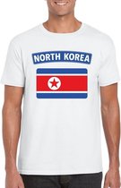 T-shirt met Noord Koreaanse vlag wit heren XL