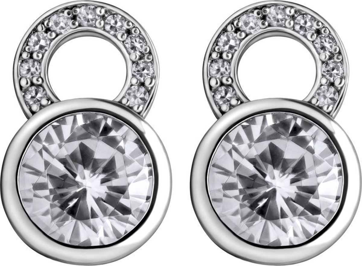 Quiges - Oorbedels Hanger met Zirkonia Transparant 11mm voor Hoop Oorringen - Dames Oorbellen - 925 Zilver Rhodium - ESE010