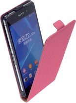 LELYCASE Roze Lederen Flipcase Cover Hoesje Sony Xperia Z2