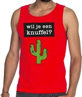 Wil je een Knuffel tekst tanktop / mouwloos shirt rood 2XL