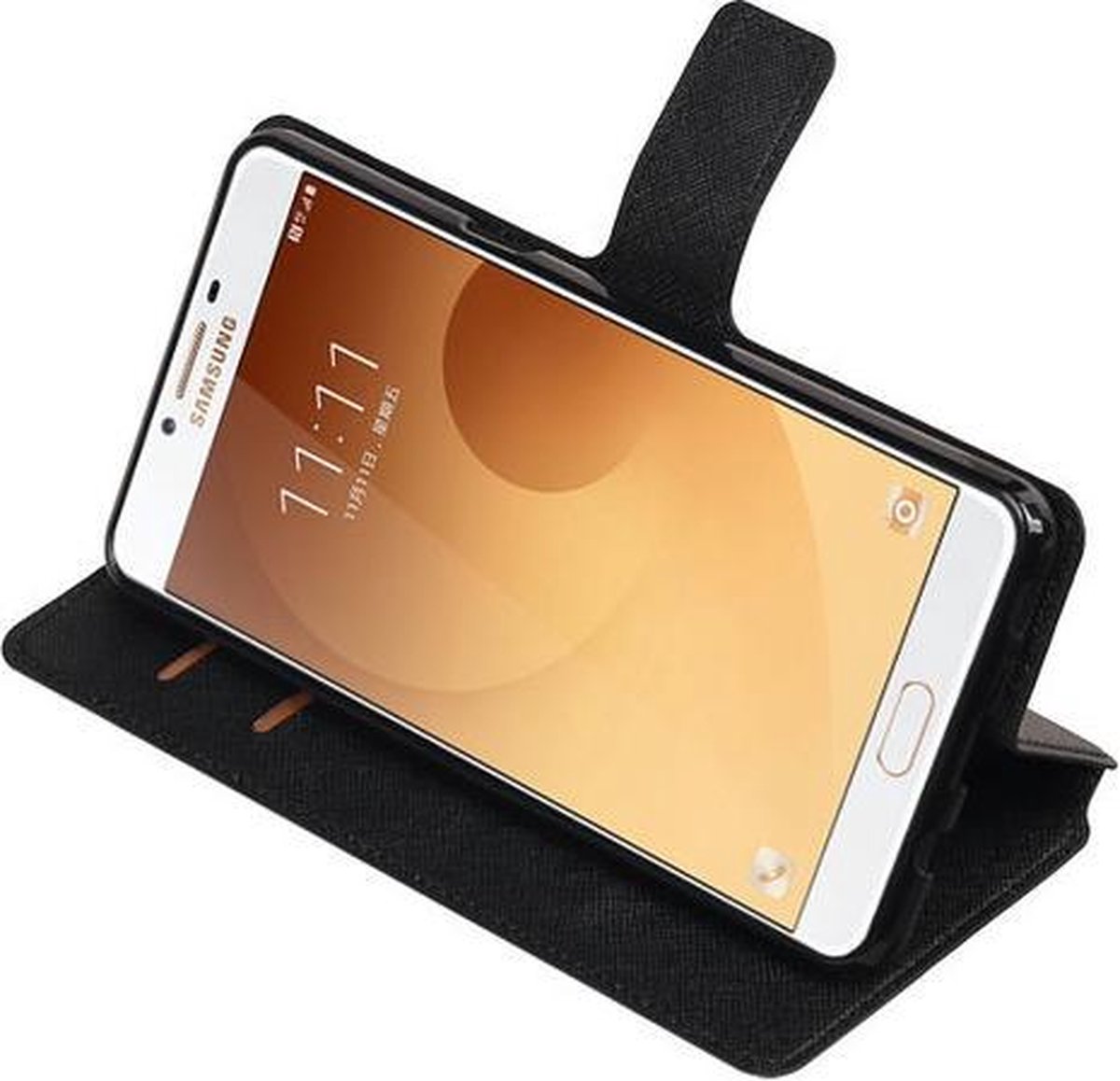 Zwart Samsung Galaxy C9 TPU wallet case booktype hoesje HM Book