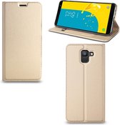 Geschikt voor Samsung Galaxy J6 (2018) Hoesje Goud met Pashouder