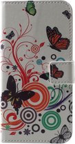 Shop4 - Geschikt voor iPhone X Hoesje - Wallet Case Vlinders Wit