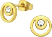 Montebello Oorbellen Bade Gold - Dames - 316L Staal PVC - Zirkonia - Rond - ∅8 mm