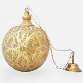 Arabische hanglamp Isra - gesloten bol - goudkleurig - maat M/L (Oosterse - Egyptische - Marokkaanse lampen)
