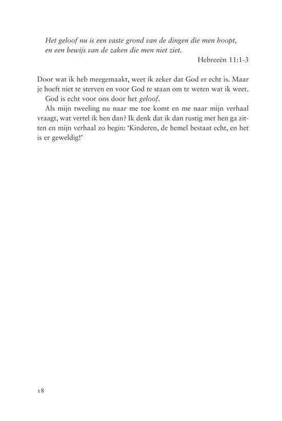 Pagina met tekst uit een boek: 'Het geloof is een vaste grond van de dingen die men hoopt.' Hebreeën 11:1-3.