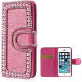 Parel Wallet case iphone 5 roze