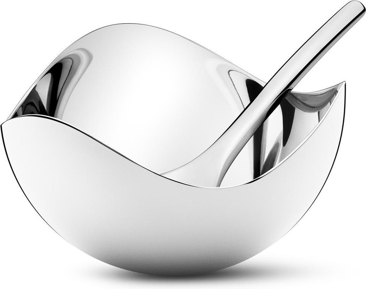 Georg Jensen Zoutschaaltje Bloom 7 X 4 Cm Rvs Zilver 2-delig
