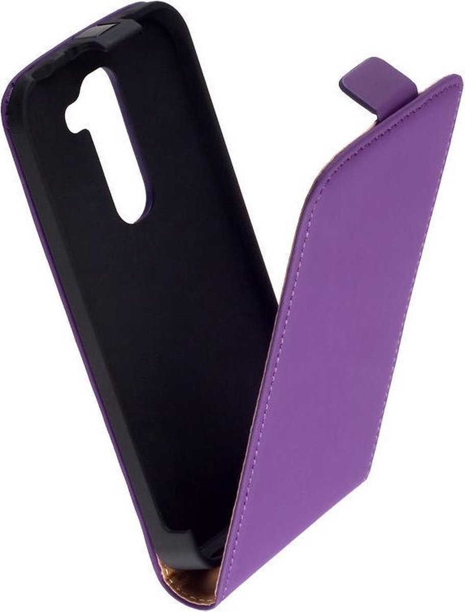 LELYCASE Lederen Paars Flip Case Cover Hoesje LG G2 Mini
