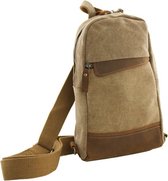 Luanzo Canvas Crossbody tas met Leer Dallas Bruin