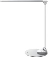 TaoTronics Dimbare Stijlvolle LED Lamp | Inclusief ingebouwde USB-poort | 5 Lichtkleuren | Timer | Zilver