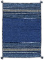 OSTA Medina – Vloerkleed – Tapijt – geweven – wol – eco – duurzaam - modern - boho - Blauw/Zwart - 200x290