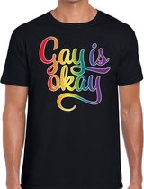 Gay is okay gay pride shirt zwart heren L