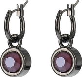 Biba oorringen gun kleur met steen-donker rood 12mm