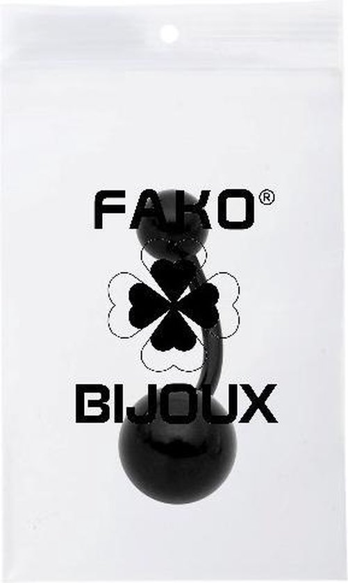 Fako Bijoux® - Navelpiercing - Classic - Zwart - Fako Bijoux®