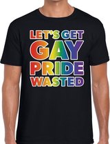 Lets get gay pride wasted t-shirt zwart voor heren XL