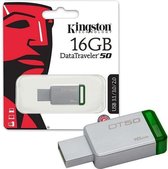Het origineel Kingston 16GB Technology DataTraveler 50  USB 3.0 (3.1 Gen 1) USB-Type-A-aansluiting Groen, Zilver USB flash drive