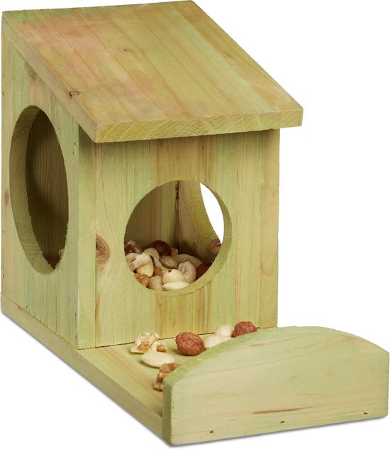 eekhoornhuis - nestkast eekhoorn - voederhuis eekhoorntje van hout -  hangend | bol.com