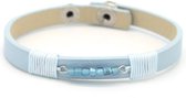 Armbandje met Glaskralen - Glass Beads - Echt leer/leder - Lengte verstelbaar 18-21cm - Blauw - Musthaves