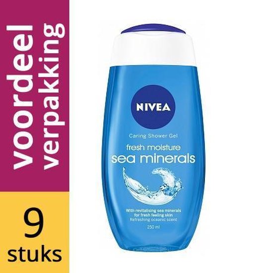 Nivea Shower Gel Fresh Moisture Sea Minerals Voordeelverpakking 9 x 250 ml