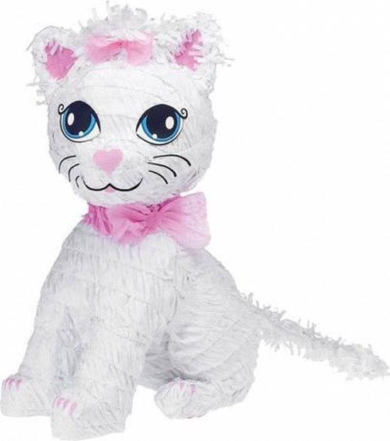 Chat Pinata blanc 43 cm