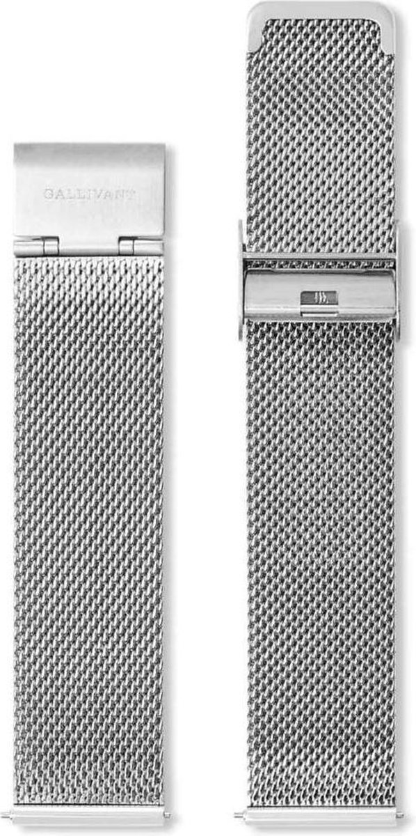Gallivant Horlogeband | Mesh Zilverkleurige | Roestvrij staal | Druksluiting | 18 mm