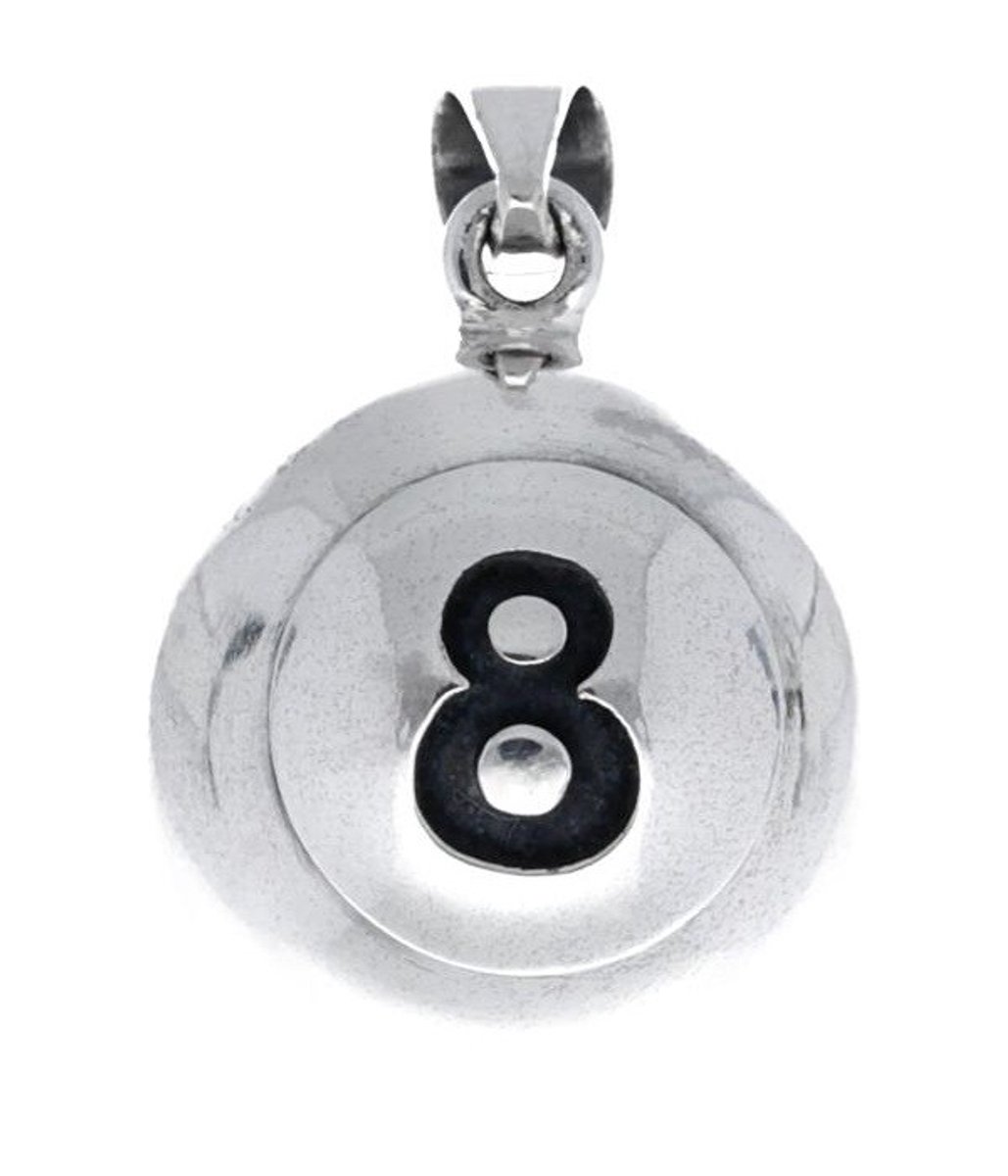 Zilveren Biljartbal snooker 8 XL kettinghanger