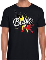 Belgie landen t-shirt spetter zwart voor heren - supporter/landen kleding Belgie L