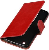 Zakelijke Book Case Telefoonhoesje Geschikt voor de LG K7 - Portemonnee Hoesje - Pasjeshouder Wallet Case - Rood