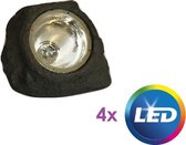 Premium siersteen met 4x LED - Solar - Zonne-energie - 11 x 14 x 11 cm - Donkergrijs - Decoratie Tuinsteen met Lamp - Sierstenen en Decoratiestenen Tuinverlichting - Rots Steen Spo