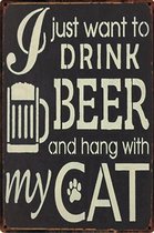 Metalen Wandbord - Kattenliefde Tekstbord - Muurplaat - Bier - Beer - Cat - poes - Kat - Decoratie - retro - Vintage - TH Commerce 8775