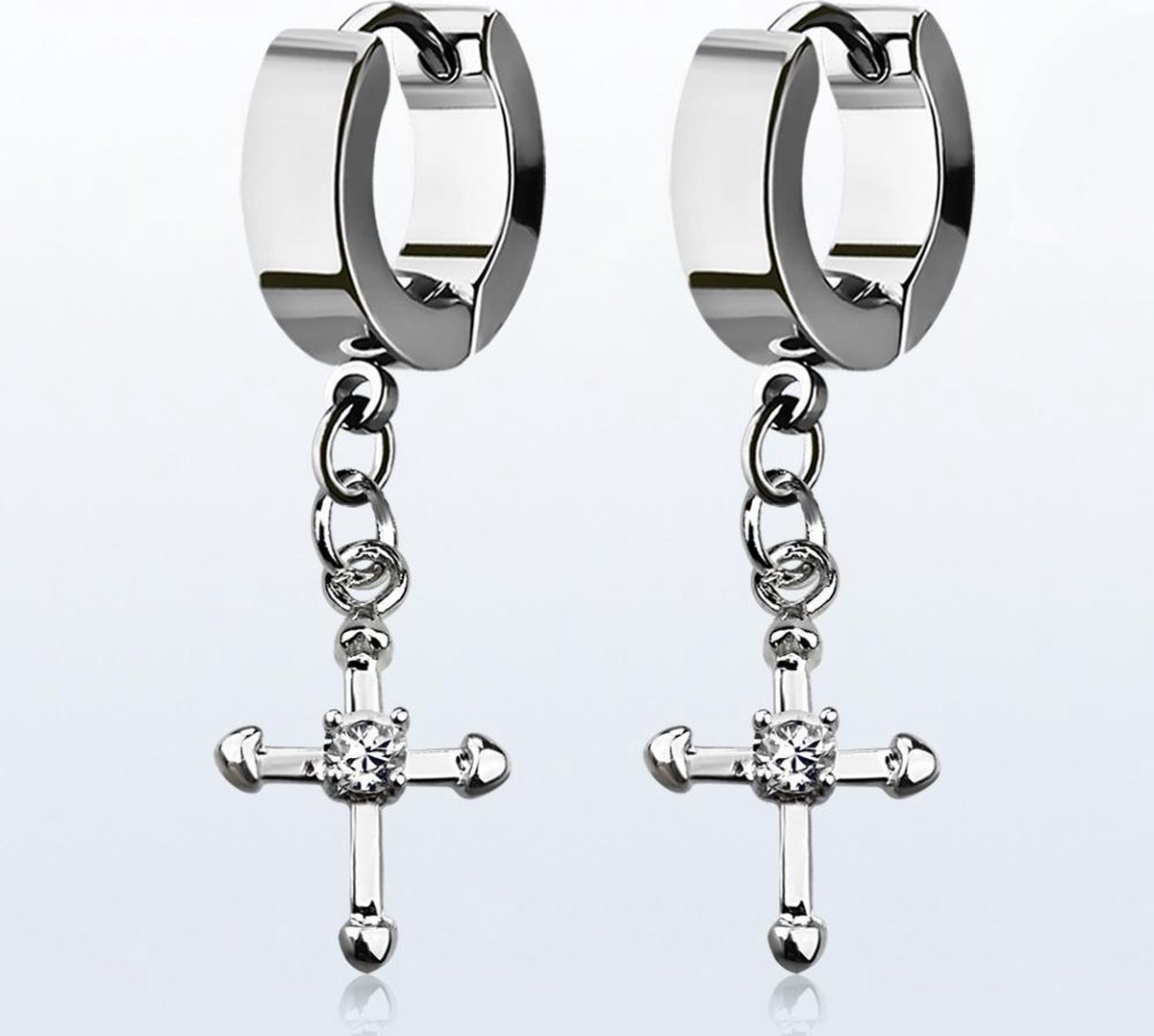 Oorbellen Met Kruis En Ketting main image 0