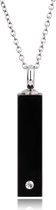 Quiges - RVS Ashanger Urn Zirkonia Staaf Zwart met Verstelbare Ketting 46 - 52cm - SLSA012