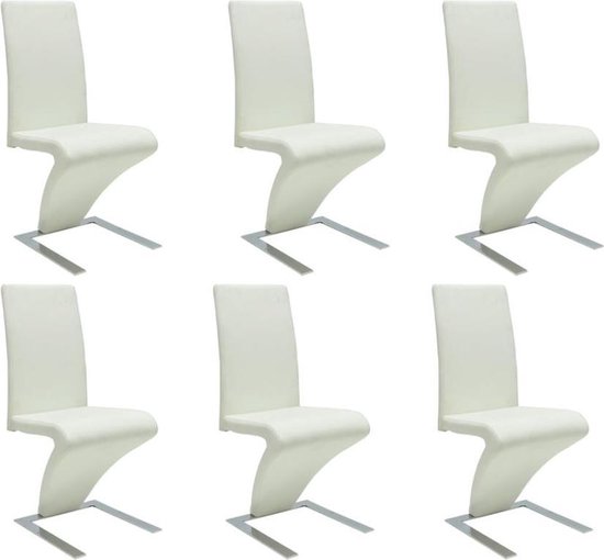 Chaises de salle à manger en cuir artificiel zigzag blanc 6 pcs | bol.com