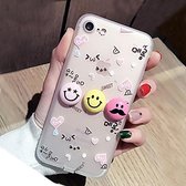 For iPhone 6 Plus & 6s Plus 3D Smiling Face Expression siliconen patroon beschermings Cover hoesje met Dustproof Plug