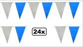 24x Vlaggenlijn blauw/wit 10m - Vlaglijn thema feest festival vlag Apres ski Oktoberfeest