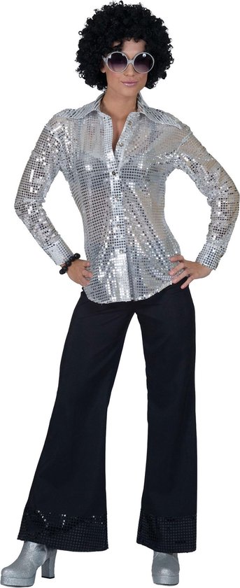 ESPA - Zilverkleurige disco blouse met lovertjes voor vrouwen